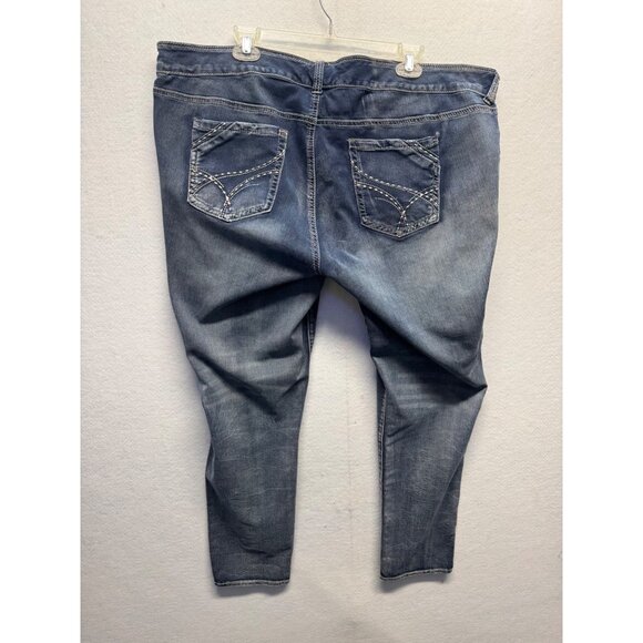 Soft and Sassy by Ariya Womens Plus Size Mid-Rise Blue Denim Skinny Jeans 24 - Picture 9 of 11